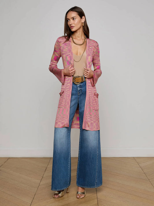 NEVE CARDIGAN - PINK/PURPLE/GREEN SPACEDYE