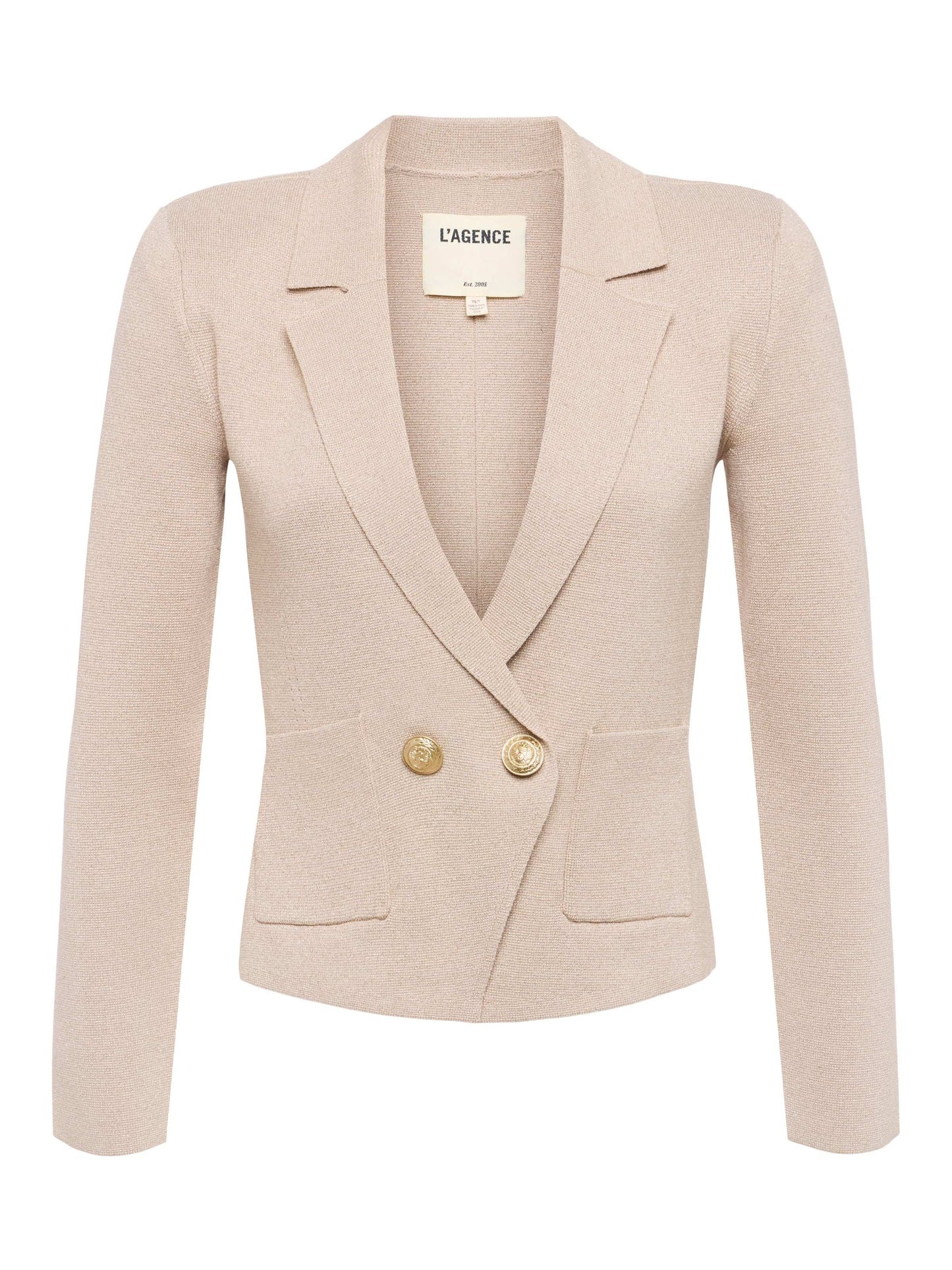 SOFIA KNIT BLAZER - PALE KHAKI/GOLD