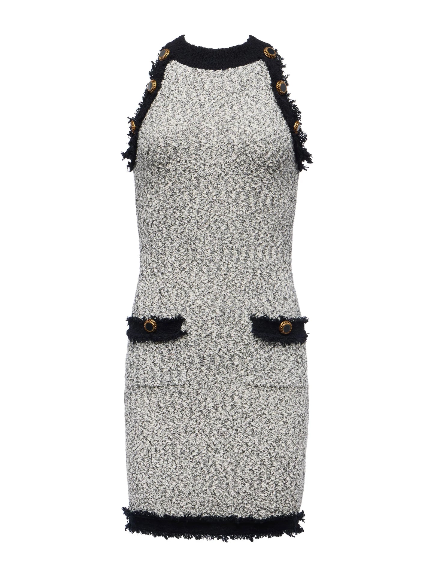 ALANNA KNIT SHIFT DRESS - WHITE/BLACK