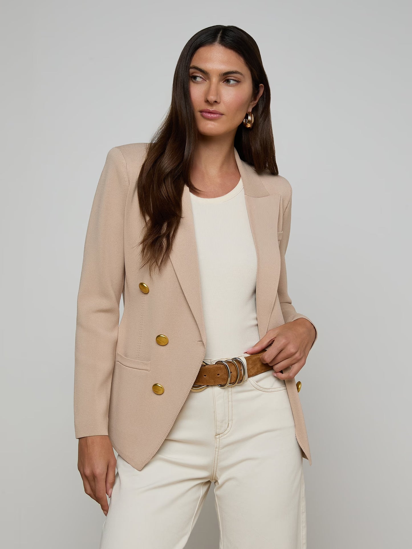 AMELIA KNIT BLAZER - LIGHT CAPPUCINO