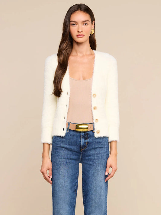 AGATHE FUZZY CARDIGAN - IVORY