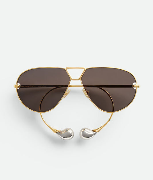DROP AVIATOR SUNGLASSES - GOLD/GREY