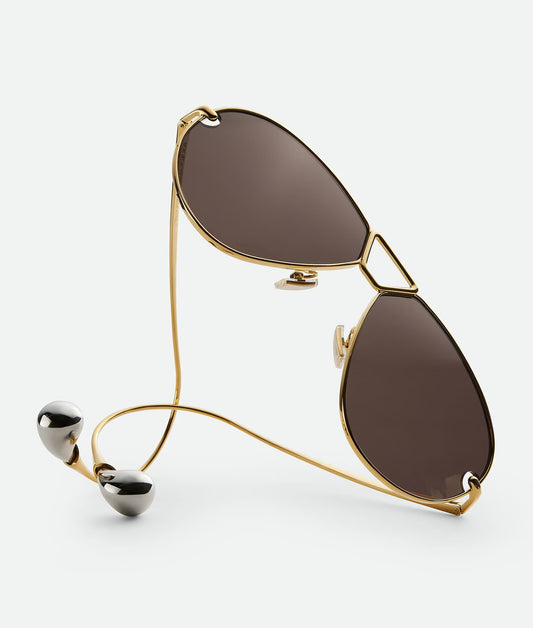 DROP AVIATOR SUNGLASSES - GOLD/GREY