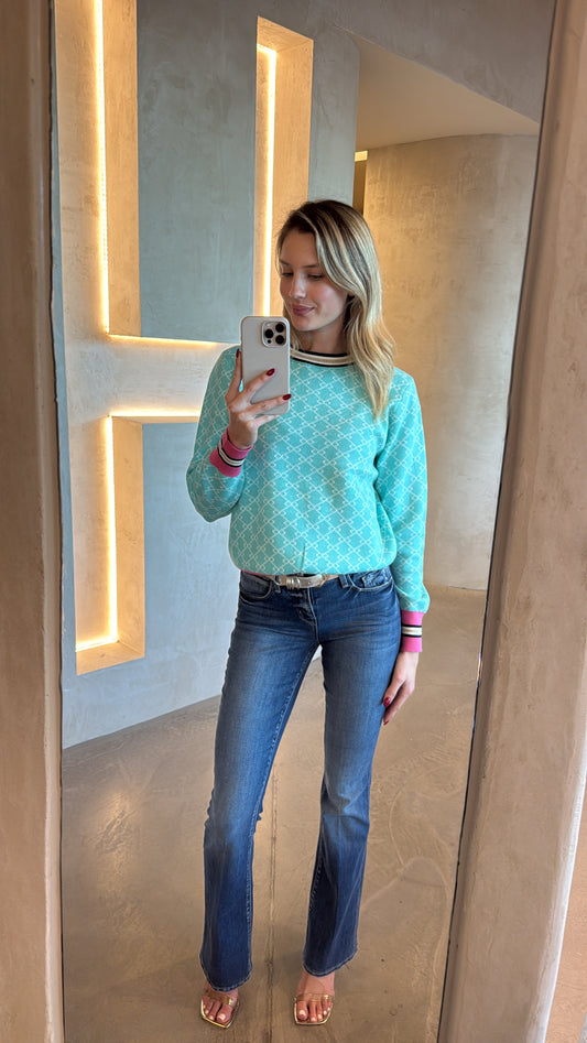 FRANKIE CHAIN JUMPER - BLUE/WHITE