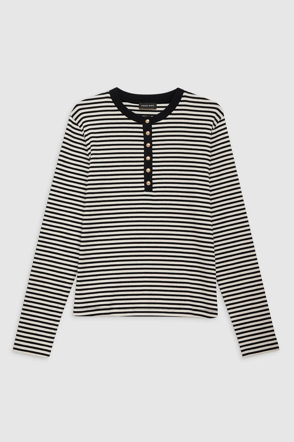ALESSIA LONG SLEEVE TEE - CREAM AND BLACK STRIPE