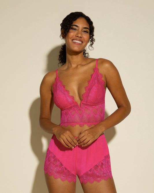 ALLURE CROPPED CAMI & BOXER - FLORI PINK