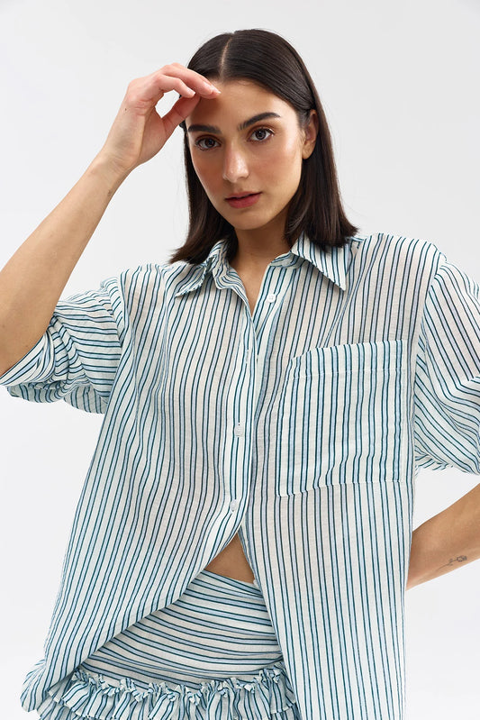 BUDDY SHIRT - POWDER ANTIQUE STRIPE