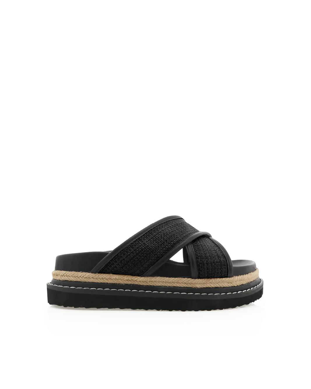 AYSHA SANDAL - BLACK RAFFIA