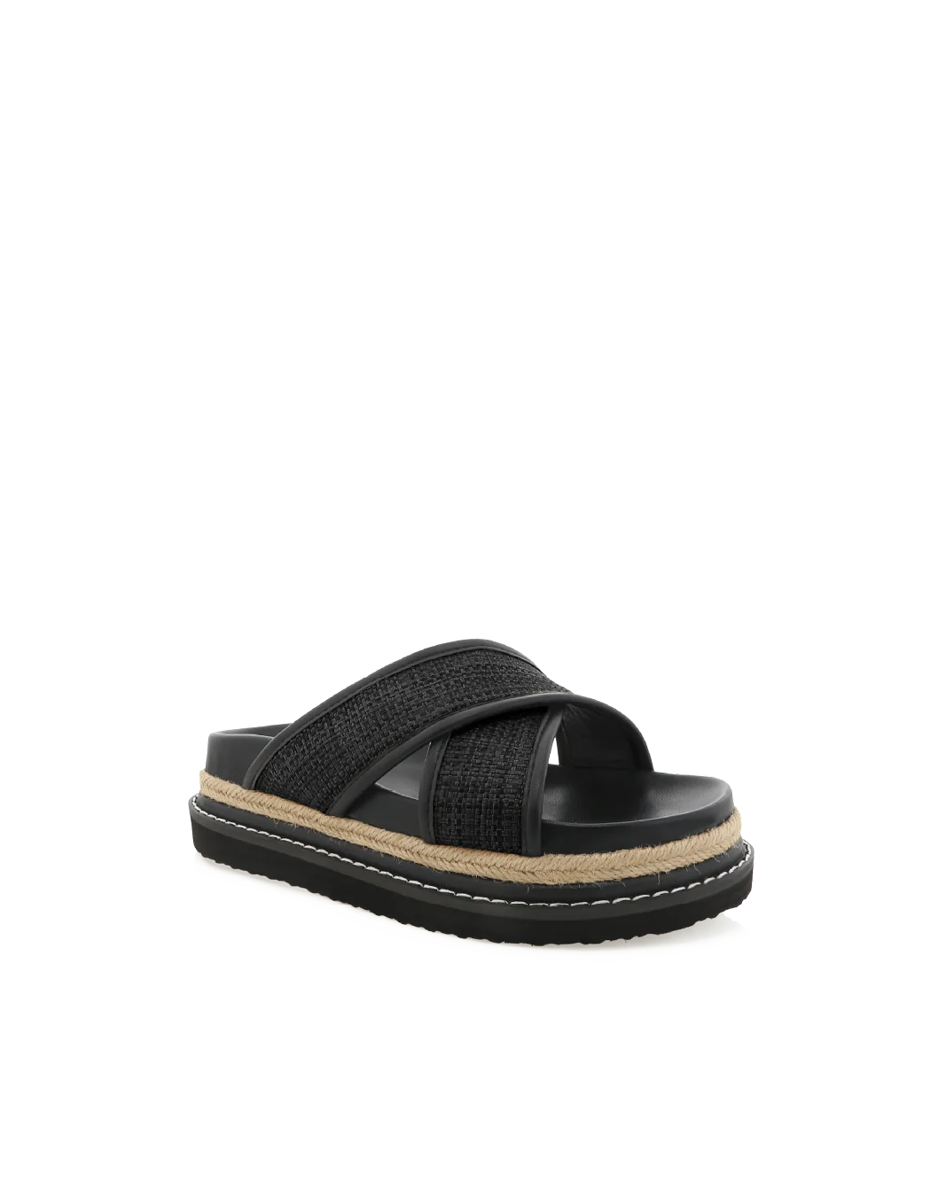 AYSHA SANDAL - BLACK RAFFIA