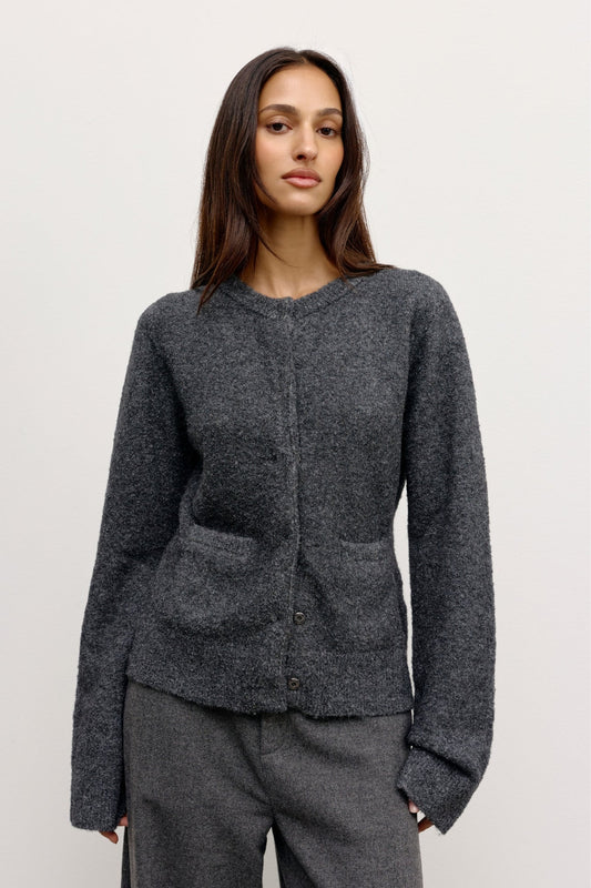 *PREORDER* BEATRICE CARDIGAN - DARK HEATHER GREY
