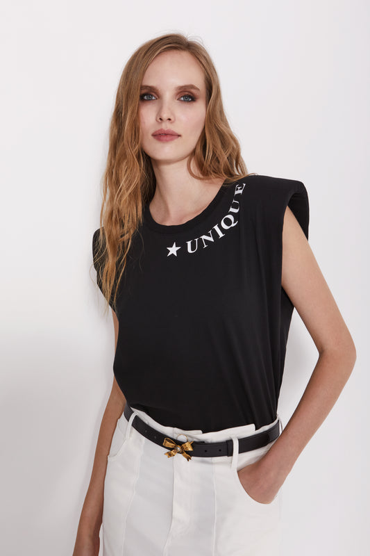 'UNIQUE' TANK TOP - BLACK