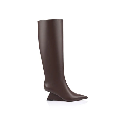 BEN WEDGE KNEE HIGH BOOT - CHOCOLATE