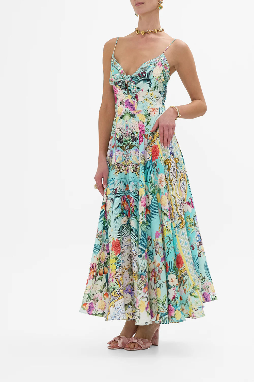 THE GARDENS OF QUELEZ TIE FRONT DRESS