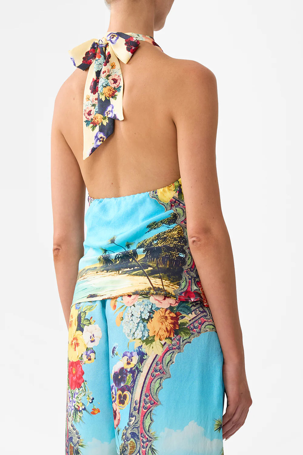 BATHING BOMBSHELL COWL NECK HALTER TOP