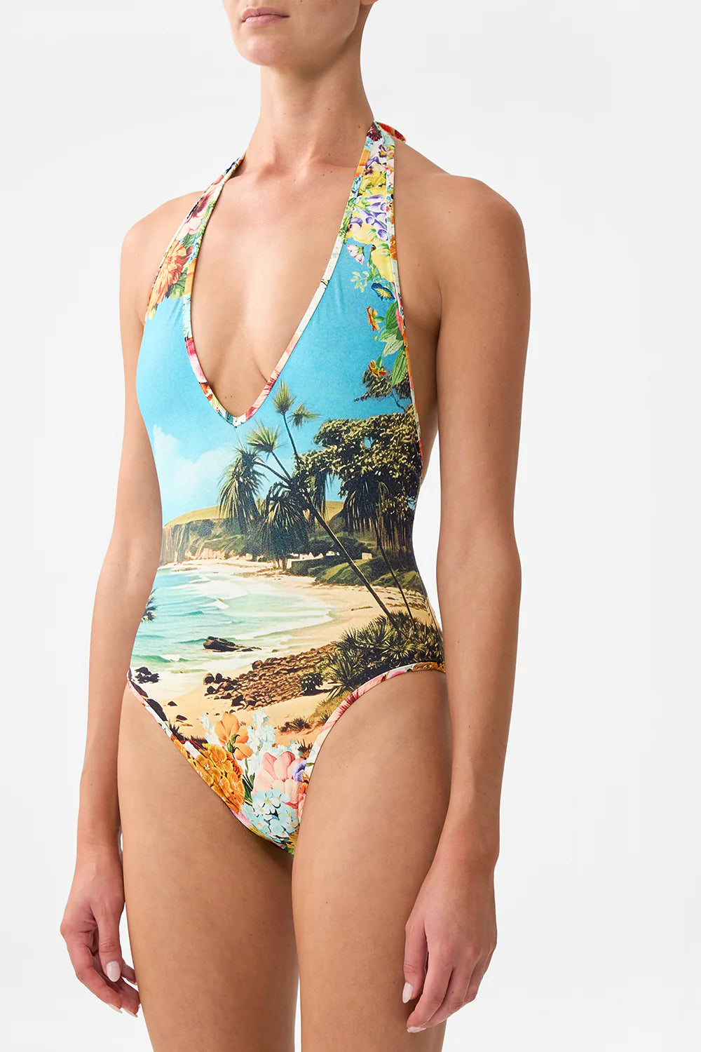 BATHING BOMBSHELL REVERSIBLE BIND EDGE HALTER ONE PIECE