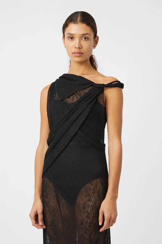 APERTURE MIDI DRESS - BLACK