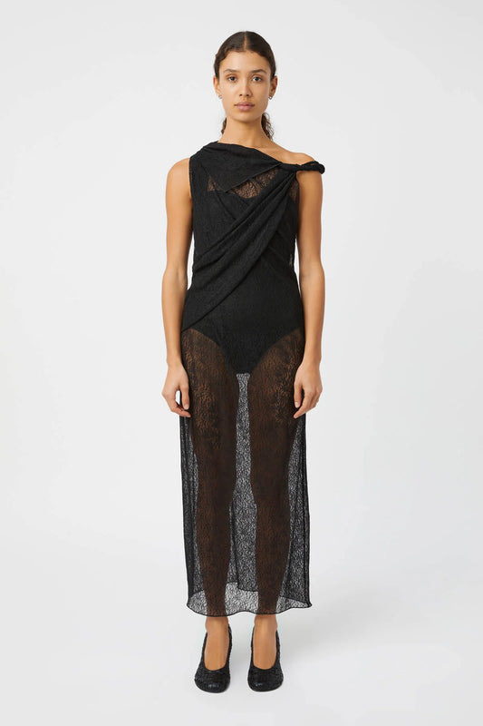 APERTURE MIDI DRESS - BLACK