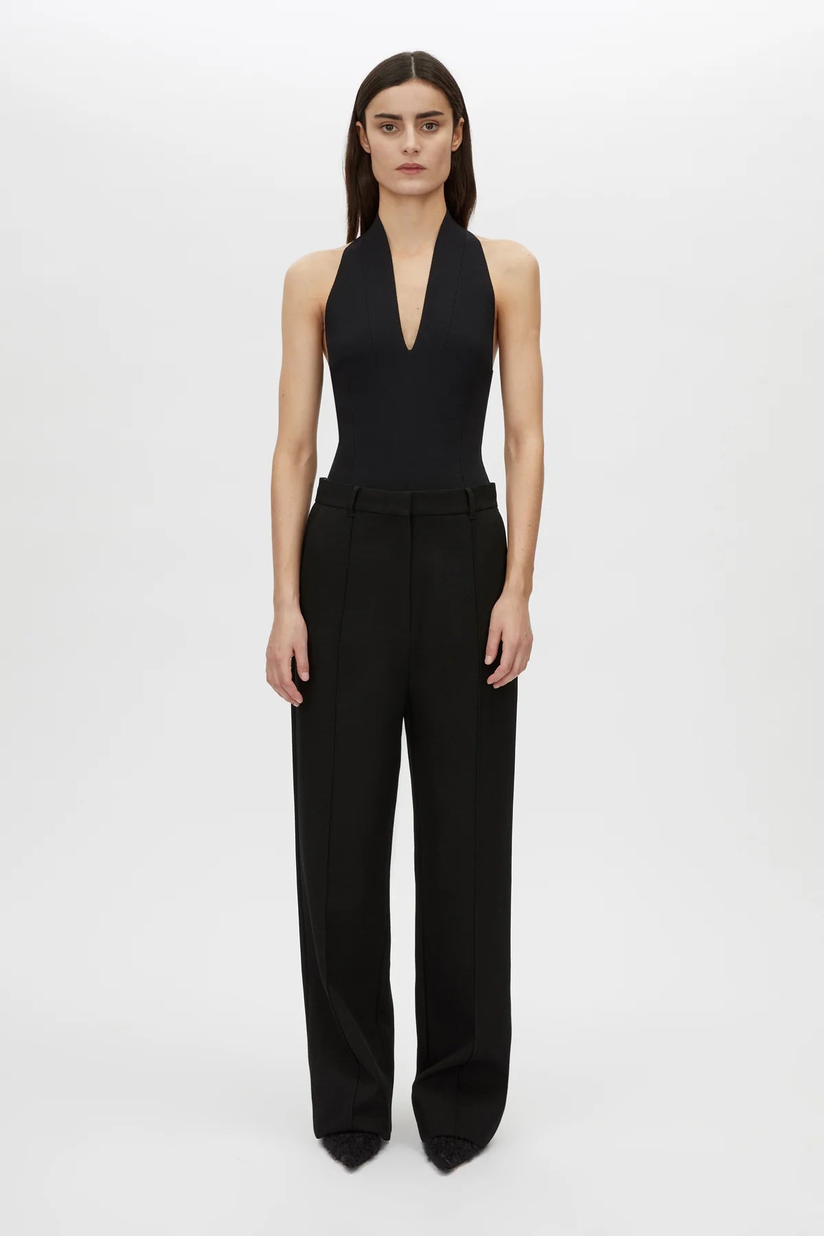 KESTREL PLUNGE NECK BODYSUIT - BLACK