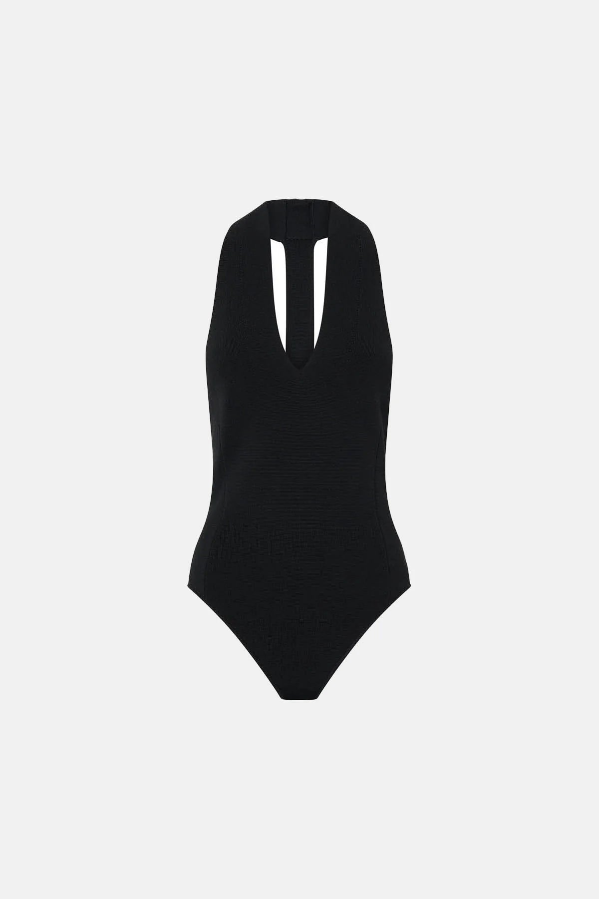 KESTREL PLUNGE NECK BODYSUIT - BLACK