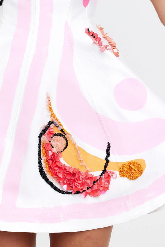 PENNICK MINI DRESS - BLUSH ABSTRACT