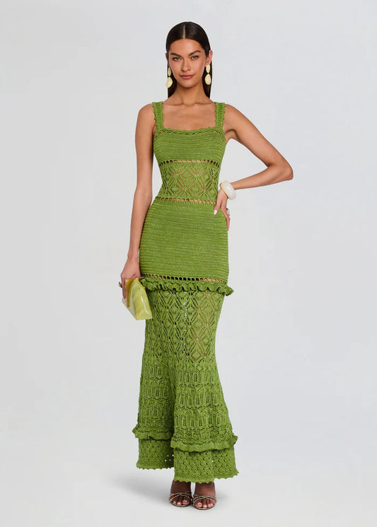 *PREORDER* WINONA CROCHET DRESS - KIWI