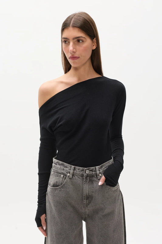 *PREORDER* GISELLE KNIT TOP - BLACK