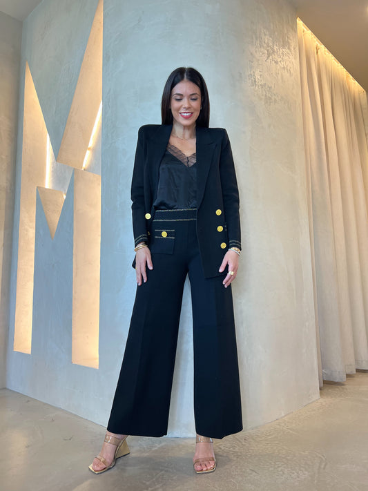 EILEEN KNIT BLAZER - BLACK