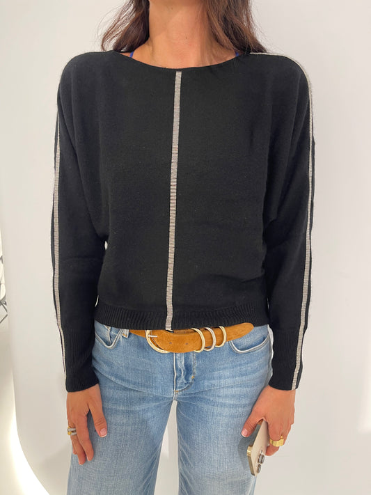 BREE BEAD BATWING JUMPER - BLACK