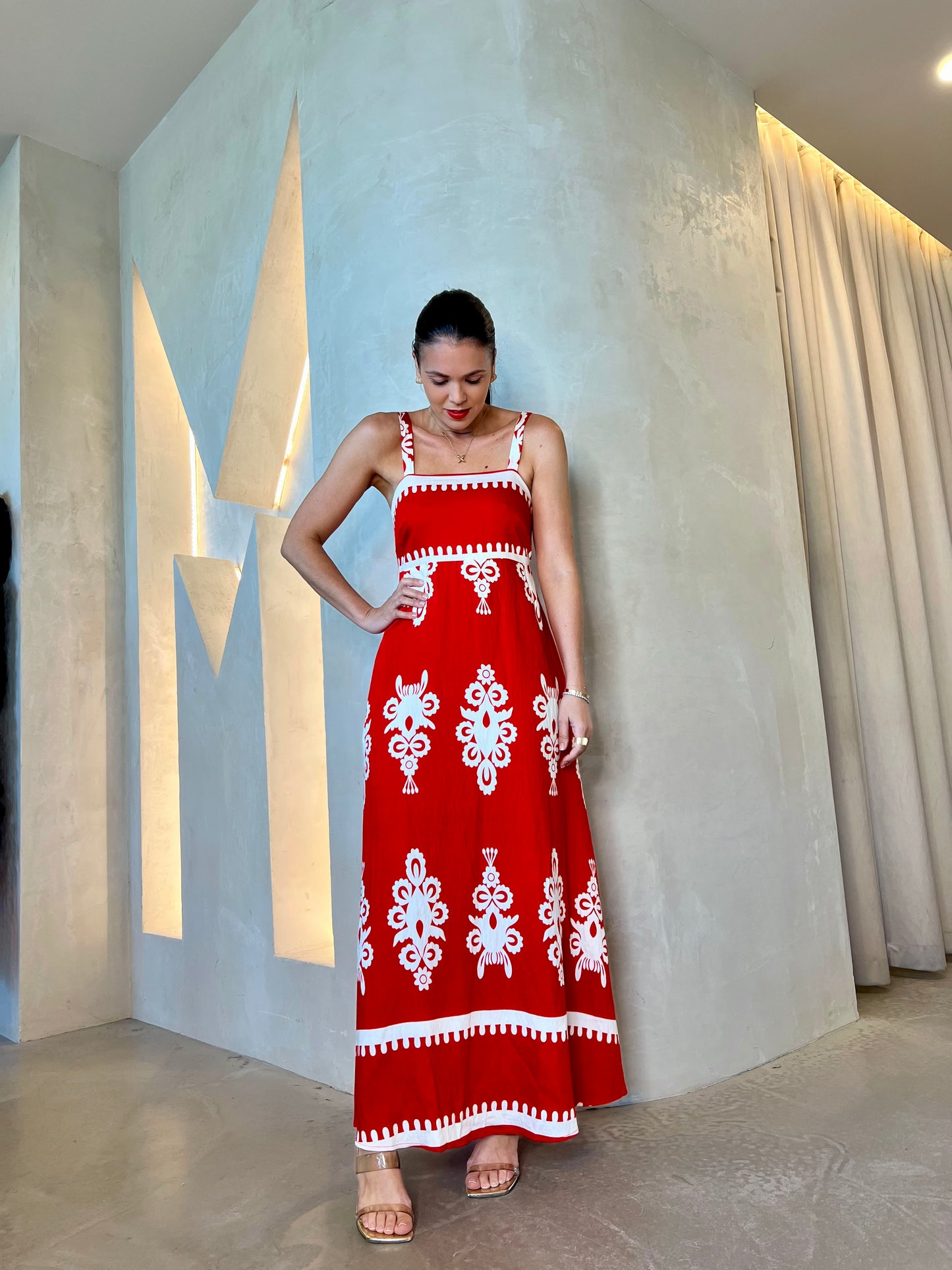 MAXI DRESS - RED/WHITE