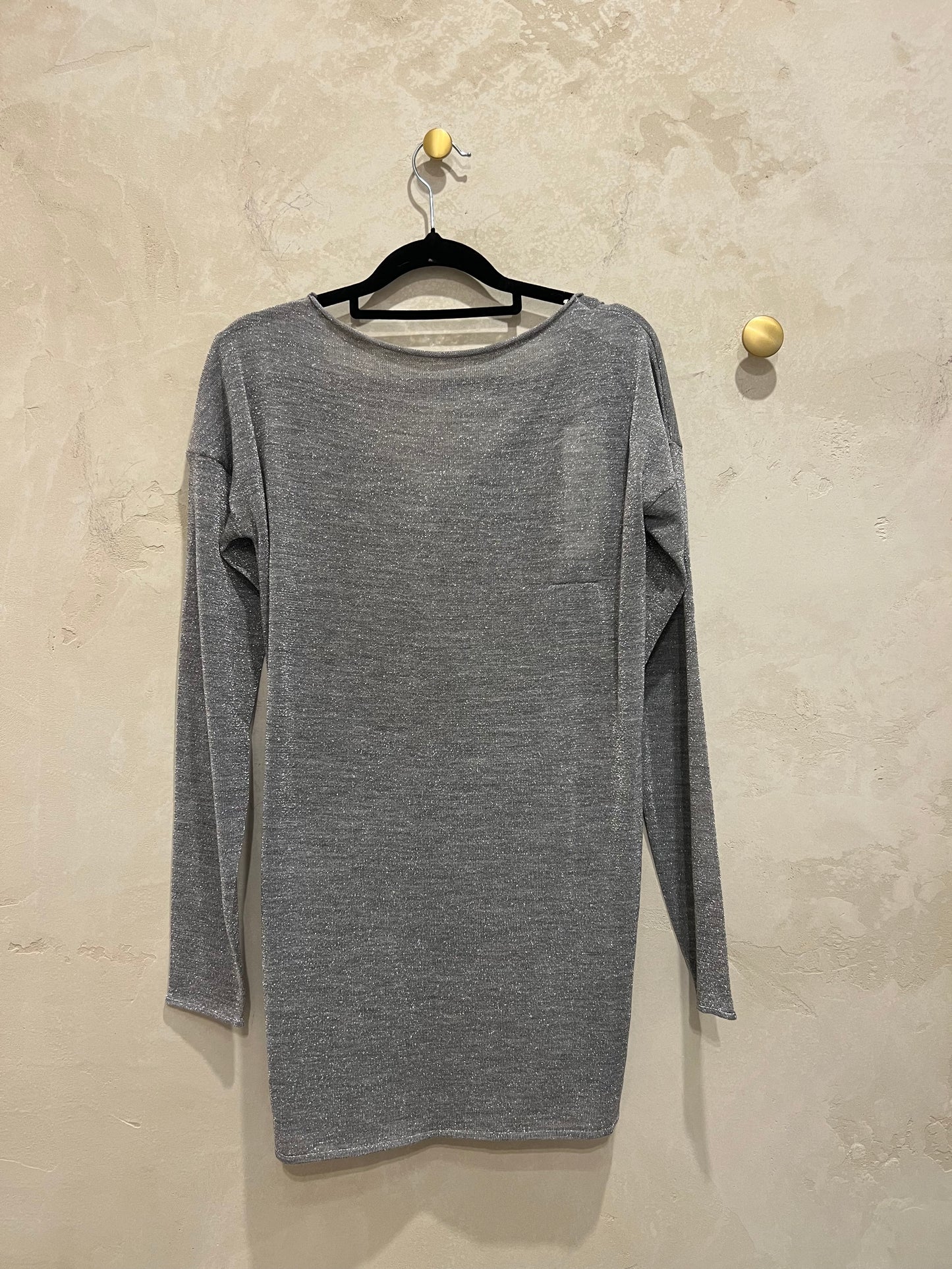 METALLIC CHAIN SWEATER - GREY