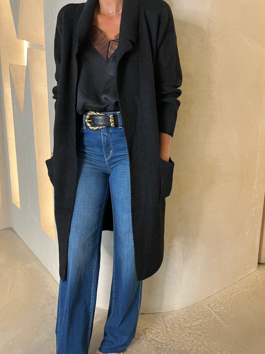 BLACK LONG CARDI