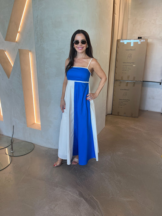 MAXI DRESS - BLUE/CREAM