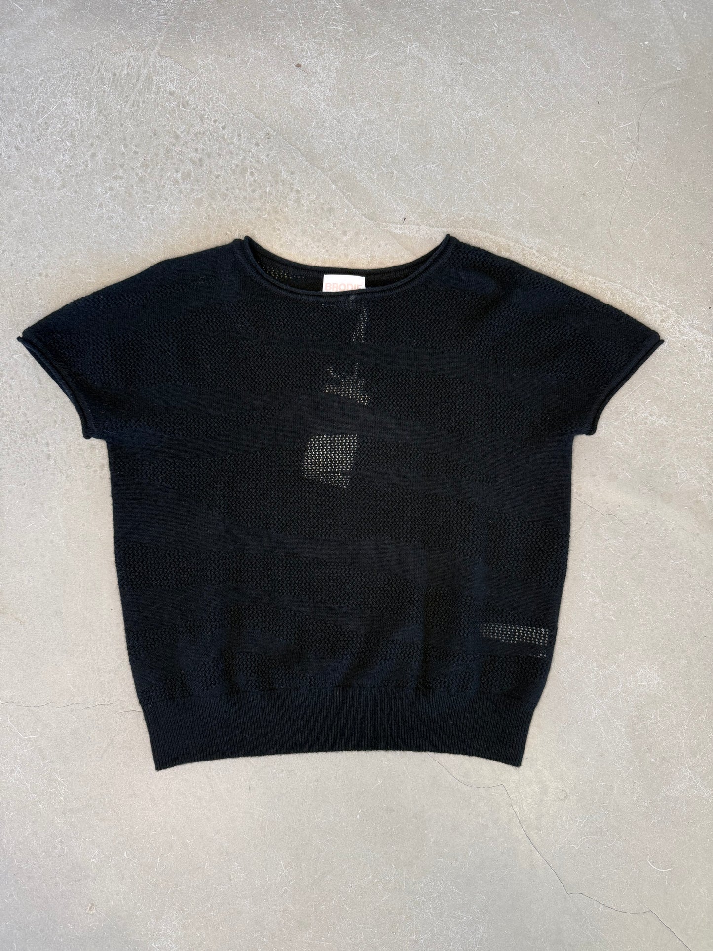 POINTELLE ZEBRA TEE - BLACK