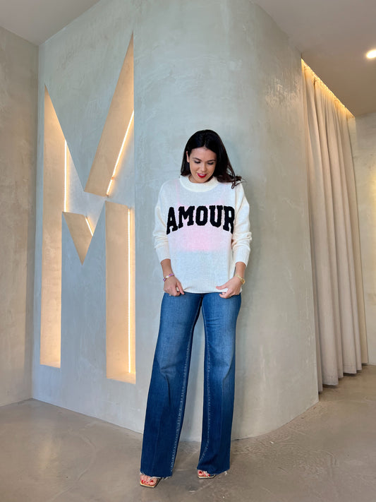 AMOUR ROUND NECK JUMPER - WHITE
