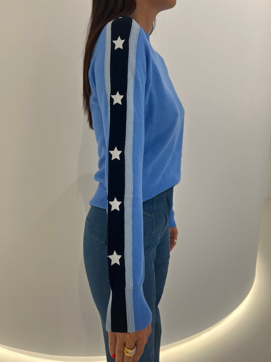 SOFIE STAR STRIPE SWEATER - TRANQUIL BLUE