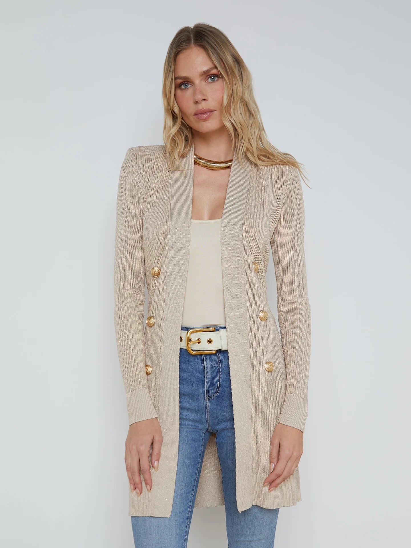 NOE DOUBLE BREASTED CARDI PECAN