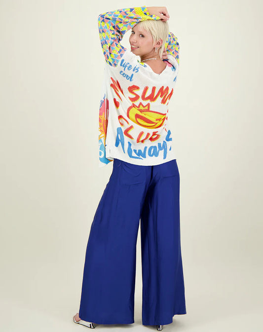 ANNIE WIDE LEG PANTS - BLUE