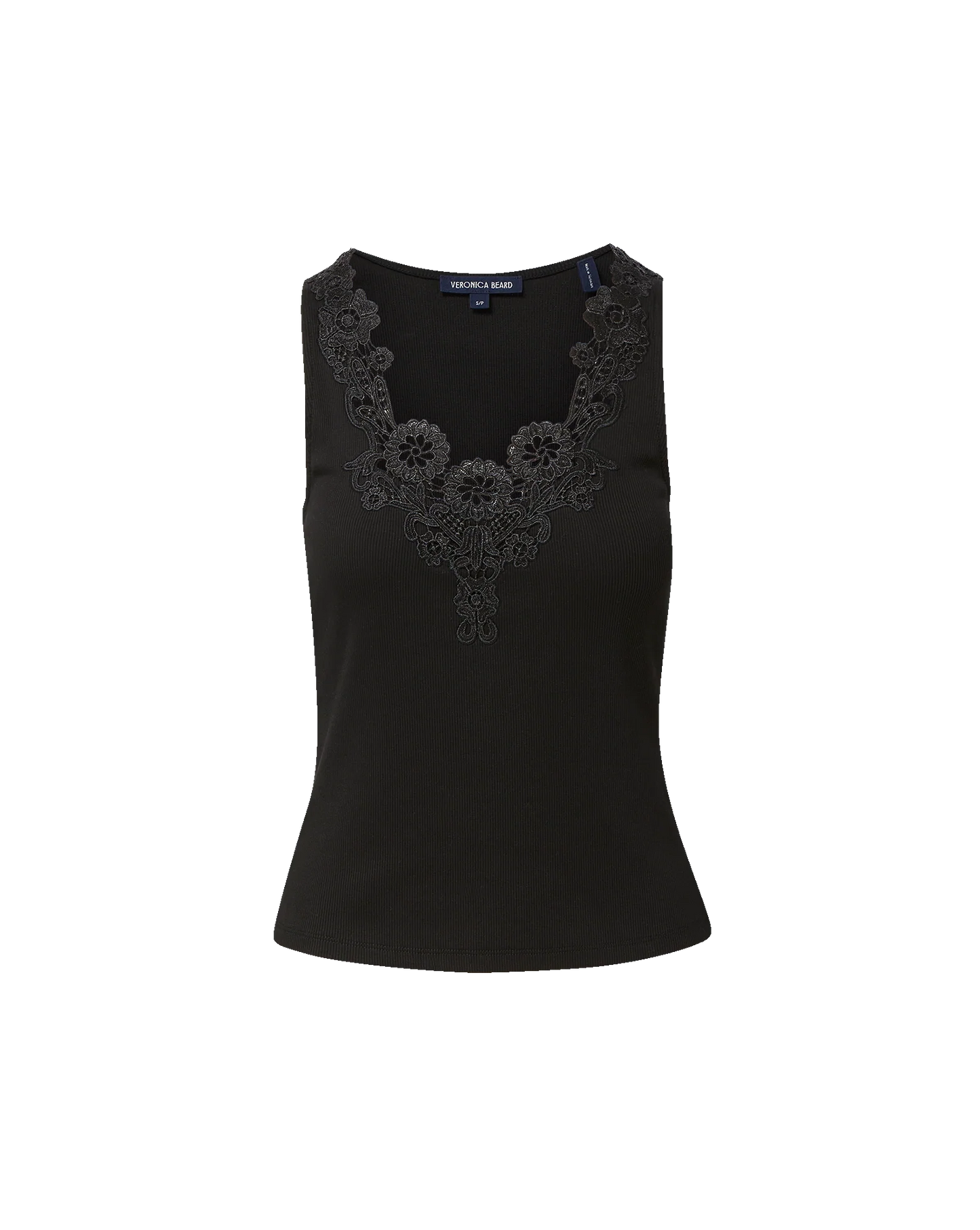 NARCISCA EMBROIDERED TANK - BLACK