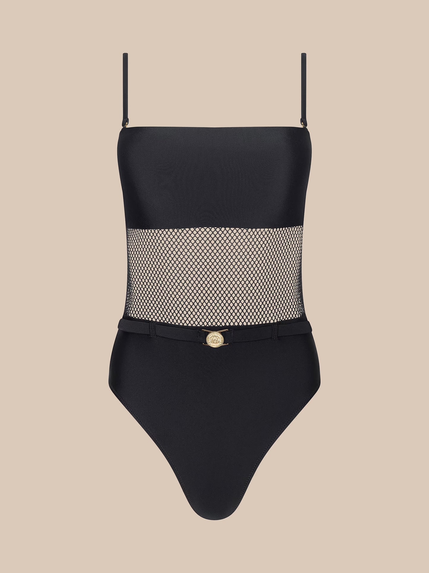 *PREORDER* TORY BANDEAU ONE PIECE SWIMSUIT - BLACK MESH