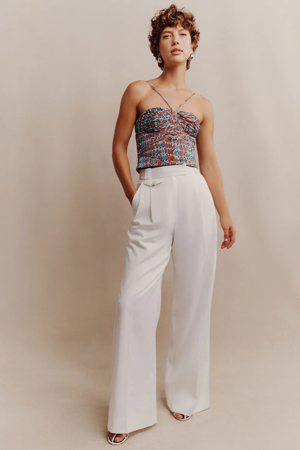 MARIBEL RUCHED BODICE - SAILOR RED/MULTI