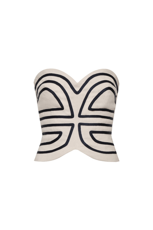 *PREORDER* SERENGETI EMBROIDERED TOP - IVORY