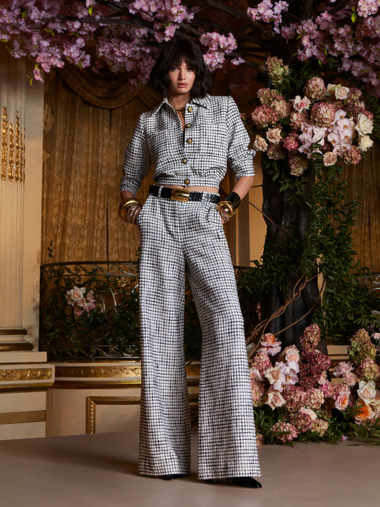 PILAR WIDE LEG PANT - ECRU/BLACK