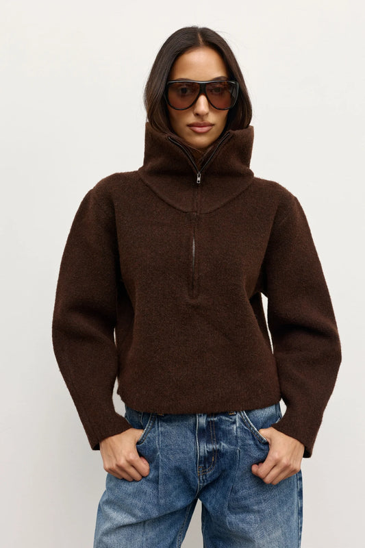 RIVA QUARTER ZIP JACKET - CHOCOLATE