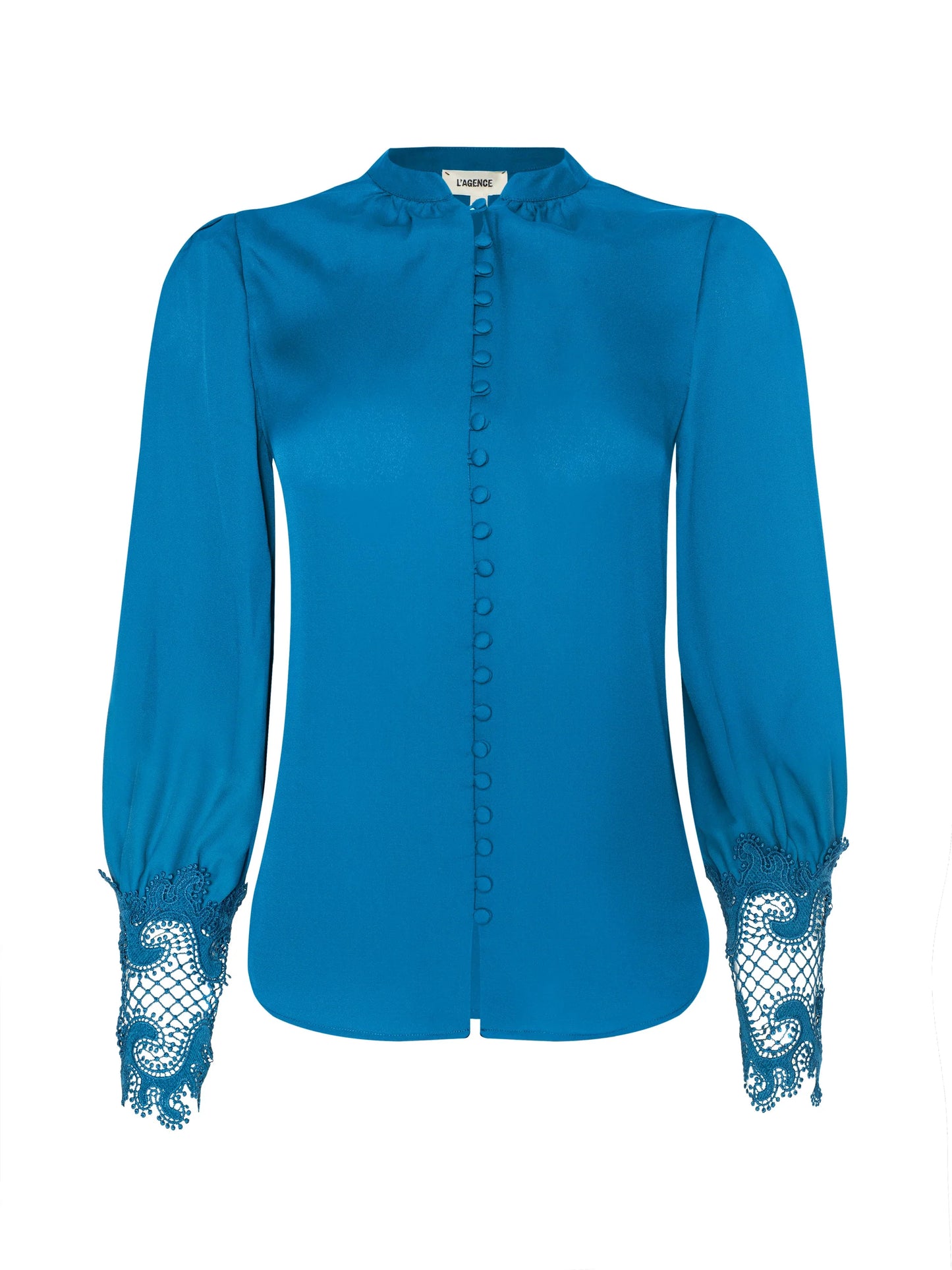 AVA LACE CUFF BLOUSE - STONE BLUE