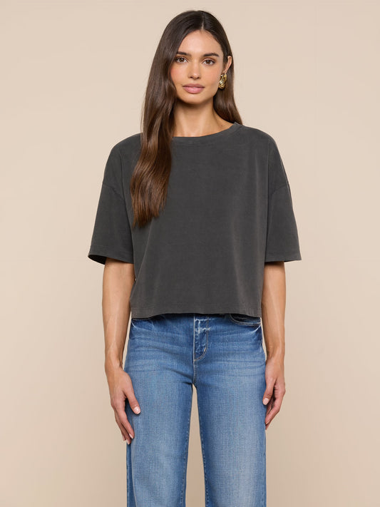 DARIA OVERSIZED CROP TEE - ANTIQUE BLACK