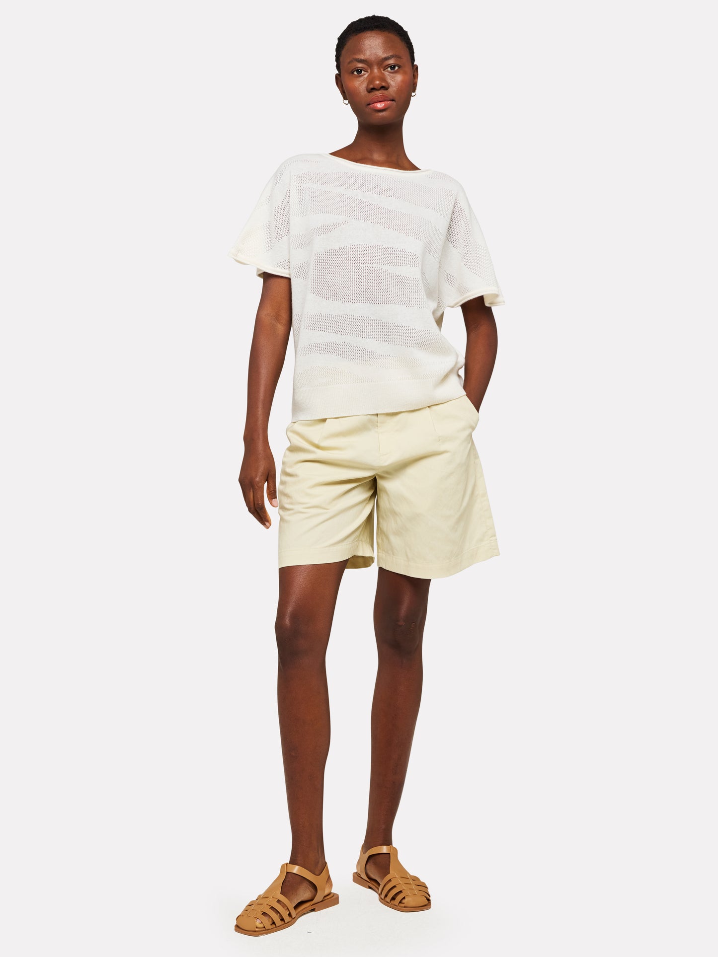 POINTELLE ZEBRA TEE - WHITE