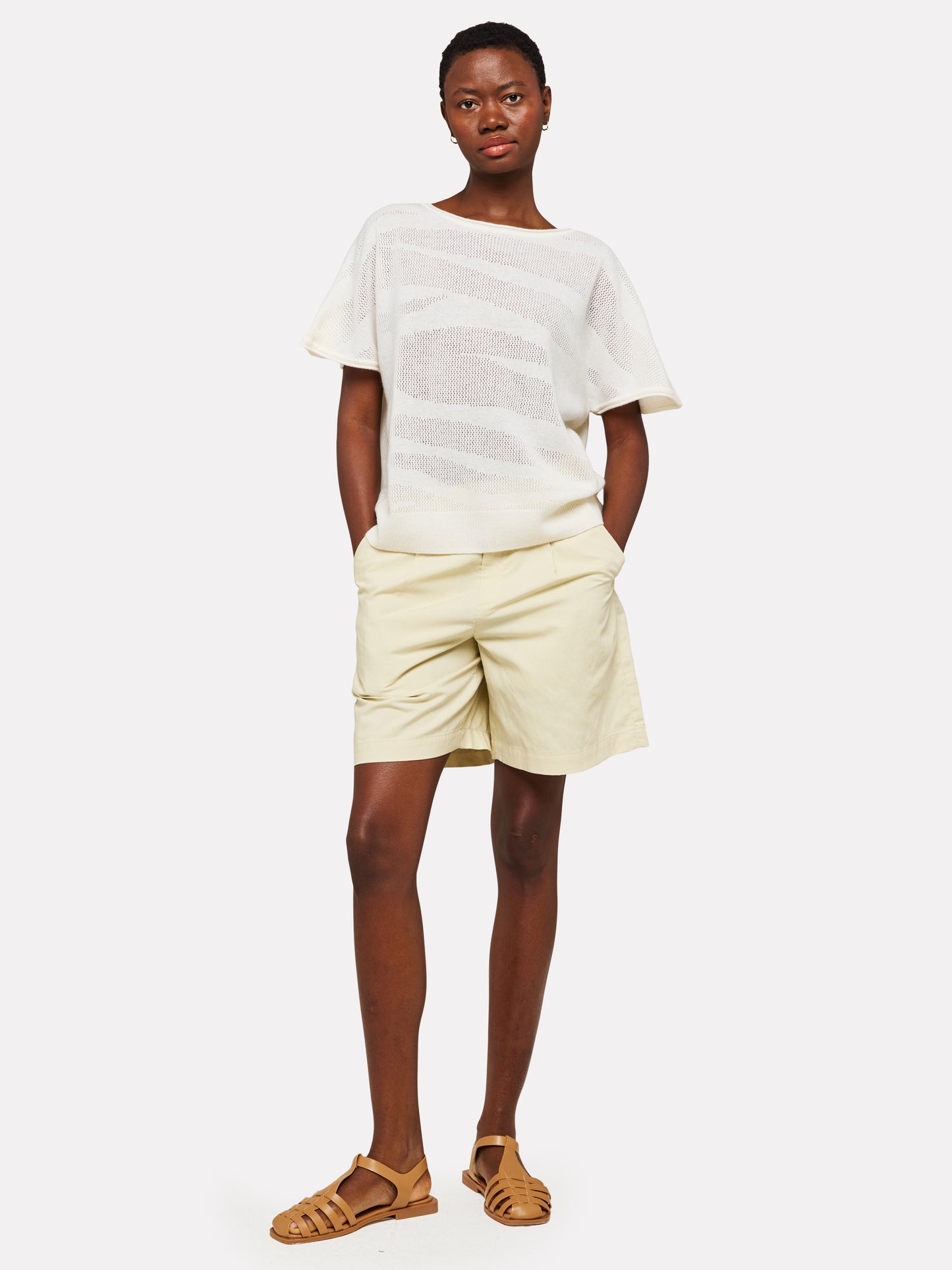 POINTELLE ZEBRA TEE - WHITE