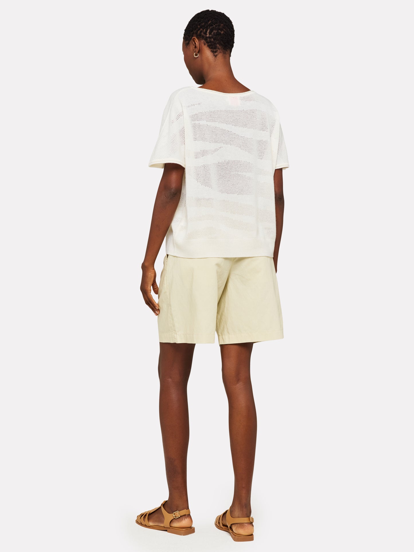 POINTELLE ZEBRA TEE - WHITE