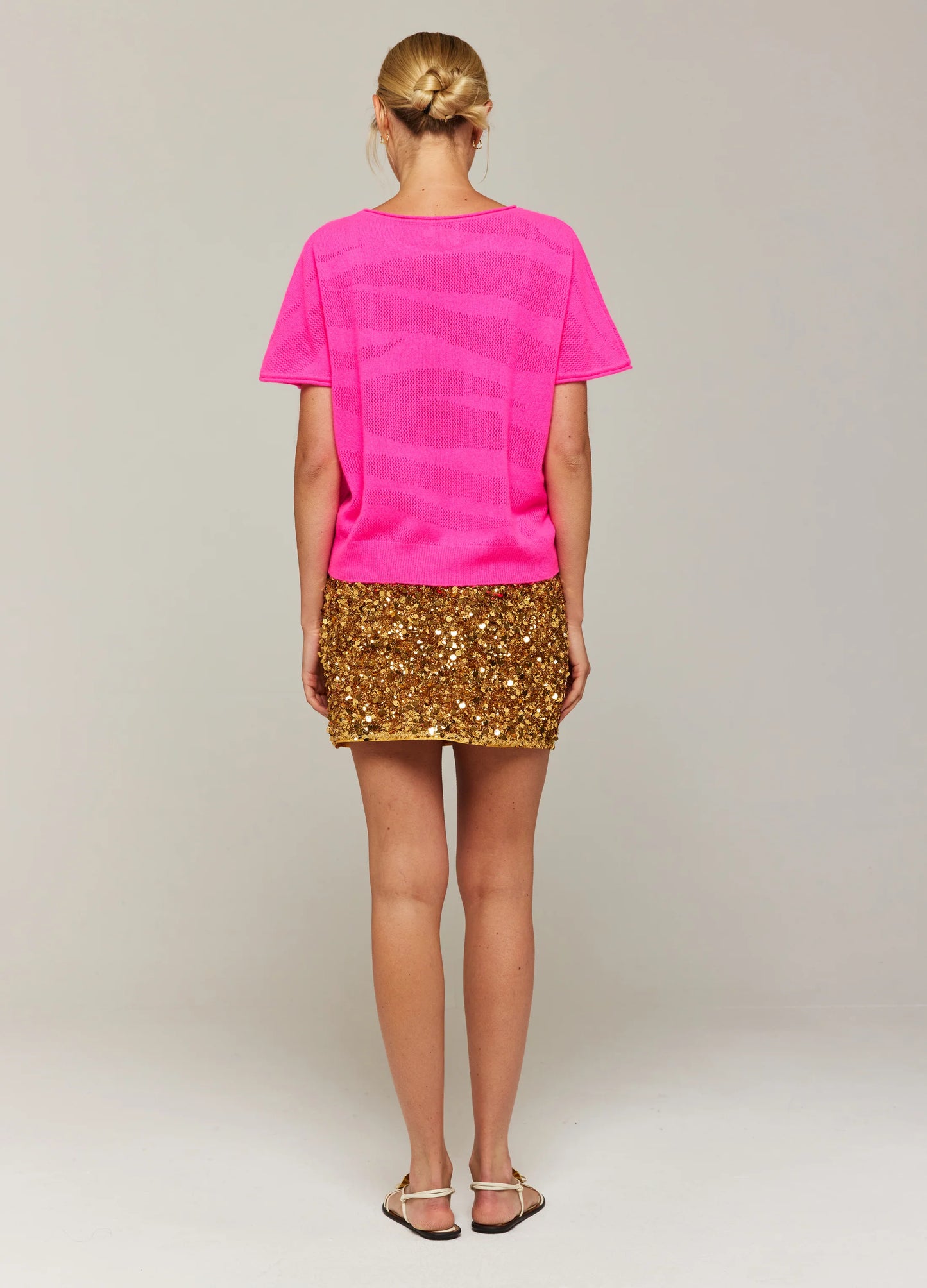 POINTELLE ZEBRA TEE - DIVA PINK