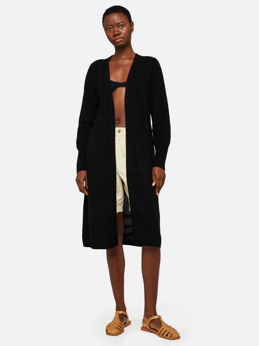 POINTELLE ZEBRA MAXI CARDIGAN - BLACK